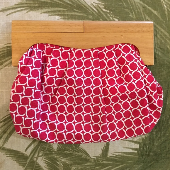 Old Navy Handbags - 4/$20 Old Navy Red & White Clutch Wooden Handle